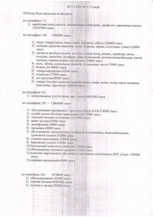 2019 жылы мектеп бюждетінен бөлінеді.